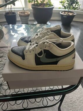 Nike Women's Low-Top Sneakers in White, Black & Sage